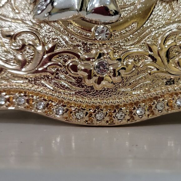 Horse Head Western belt Buckle Rose Tone 4.5 x 3.5 " With Rhinestones Sh… - Picture 5 of 9